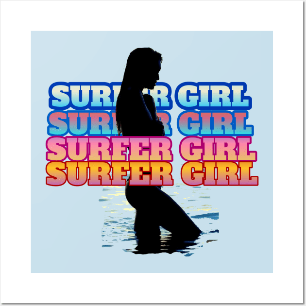 Surfer girl t-shirt designs Wall Art by Coreoceanart